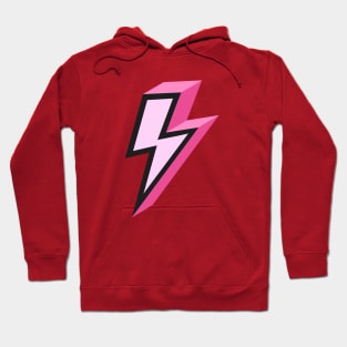 Pink Bold Lightning Bolt 3D on Red Background Hoodie